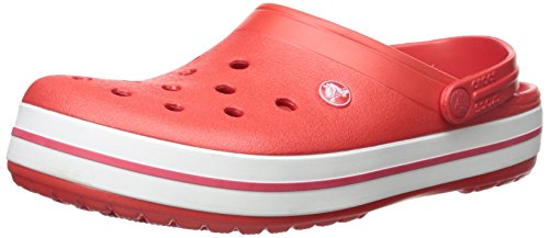 crocs womens Crocband Clog, Flame/White, 9 M (D) US Men's/11 M (B) US Women