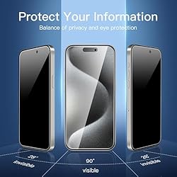 NEW'C 3 Pack Privacy Screen Protector for iPhone 15