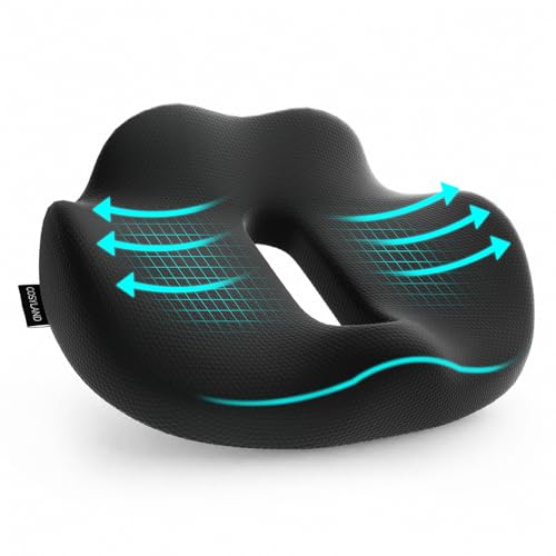 Sitzkissen Ergonomisch in Wellenform - Memory Foam Stuhlkissen für Home Office & Auto - Entlastung für Steißbein & Rücken - Schwarz (bis 90kg)