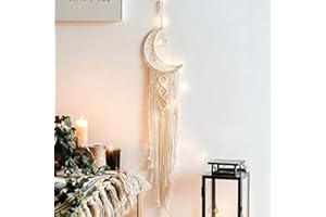 CARELAND Yokeda Bohemian Chic Macrame Wall Hanging Tapestry Mandala Moon Dream Catcher Wall Decor Boho Woven Knitted Tapestries Home Decoration