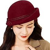 Bowknot Elegant Top Hats for Women Wedding Party Warped Edge Beret Cap Ladies Winter Vintage Floppy Wool Felt Fedoras