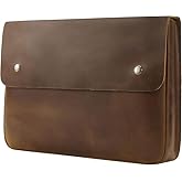 MILITARIA STUFFS Leather File Folder Organizer Document Holder, File Case, A5 Binder, Envelope Portfolio, Portfolio,Spacious Leather Folio Laptop Sleeve Case for 13" 14" 15" Laptops,Macbook & Tablets