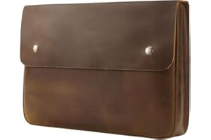 MILITARIA STUFFS Leather File Folder Organizer Document Holder, File Case, A5 Binder, Envelope Portfolio, Portfolio,Spacious Leather Folio Laptop Sleeve Case for 13" 14" 15" Laptops,Macbook & Tablets