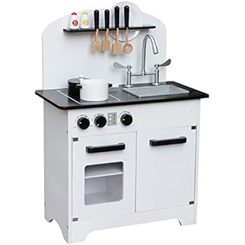 Pidoko Kids Wooden Toy Kitchen White Black Limited Edition Includes Accessories
