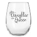 Mother of A Princess Daughter of A Queen Stemless Wine Glass Set of 2 (15 oz)- Wine Glasses for Mom From Daughter- Mother Daughter Matching Gifts Idea- Mom Gift for Birthday