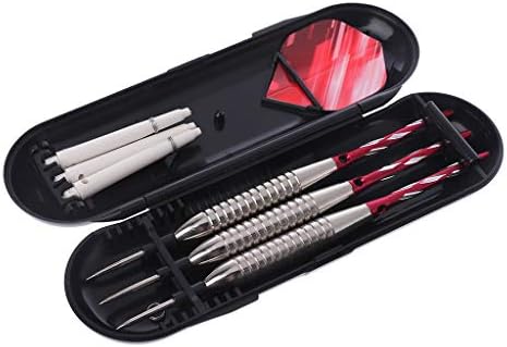 Chenguld 3 Pcs Darts Set Hard Steel Pins Aluminum Shaft Iron Barrel PET Flights Professional Dart Indoor Sport Game Competition Tool with Red