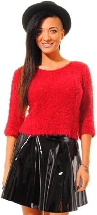 red fluffy jumper