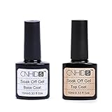 Soak Off Gel Top coat & Base coat Uv Gel Nail Polish Primer Nail Art by Fenleo,0.33Oz