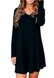 Face N Face Women's Cotton Knitted V Neck Long Sleeve Short Tunic Dress