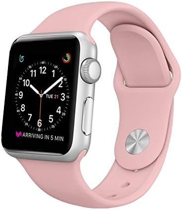 Sport Band for Apple Watch 38mm, BANDEX Soft Silicone Strap Replacement Wristbands for Apple Watch Sport Series 3 Series 2 Series 1(Light-pink 38MM S/M)