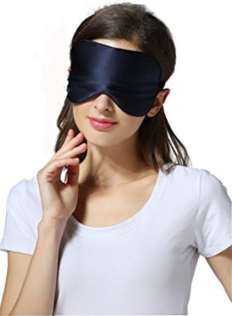 Hamalaya Natural Silk Sleep Mask with Satin Carry Pouch, Navy Blue