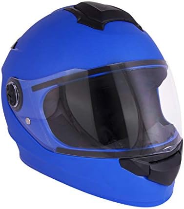 Sage Square Pro ISI Certified Helmet | Full Face Helmet | Impact Resistant ABS Shell | Clear Visor | Enhanced Design | Extra Comfort (Blue) (Size: Large)