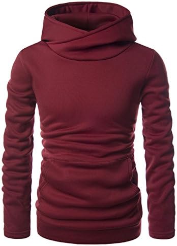 Showblanc (SBNKH510) Mens Stylish Pullover Funnel Collar Fleece Lined Hooded Sweatshirt WINE US L(Tag size L)