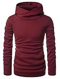 Showblanc Mens Stylish Pullover Funnel Collar Fleece Lined Hooded Sweatshirt