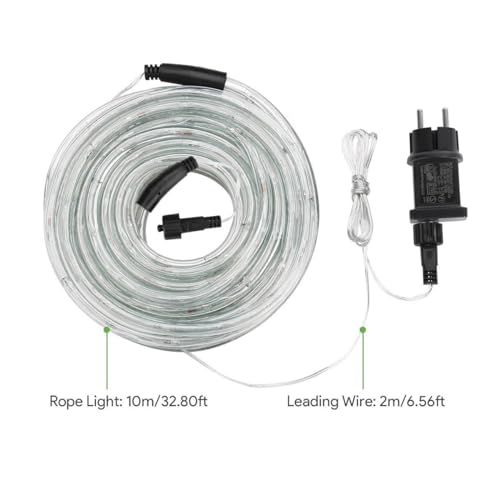 LE 10m LED Rope Light, 240 LED Rope Light IP44 Waterproof, Light Chain Power Supply with EU Plug for Indoor and Outdoor Party Decoration, Warm White Rope Light