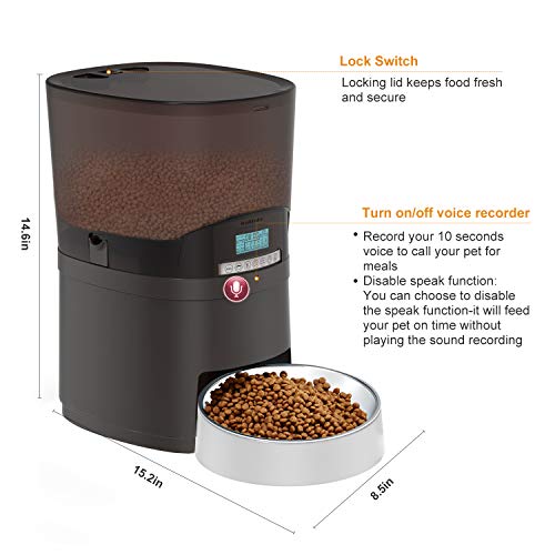 WellToBe Automatic Cat Feeder, 7L Pet Feeder Transnsparent Food