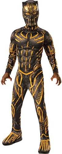 Boys Black Panther Erik Killmonger Jump Suit Costume, Large 12 to 14