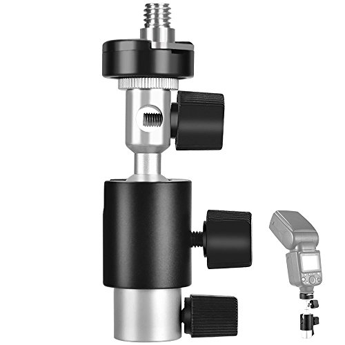 UTEBIT DSLR Camera Mounting Bracket Umbrella Swivel Adapter with Removable 3/8'' Screw Shoe Mount Heavy Duty Rotating Flash Bracket for Light Stand Photography