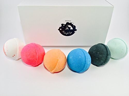Midnight Spa Set of 6 Premium Handmade in the USA Bath Bombs - Top Selection of 4.5 Oz Fizzies with Shea Butter, and Fragrance Oils