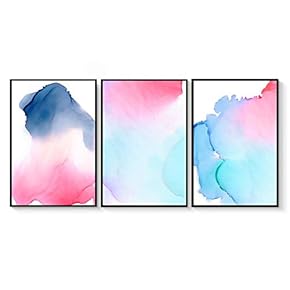 3 Piece Framed Canvas Wall Art for Living Room, Bedroom Organic Pastel Abstract II Canvas Prints for Home Decoration Ready to Hang - 16"x24"x3 Panels