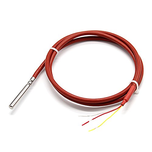 T-PRO DS18b20 Waterproof Temperature Sensors Temperature Transmitter Stainless Steel Probe Soft handle Silicon shield cable (1, Red)
