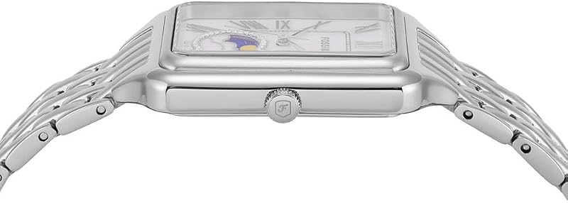 Relógio Raquel para mulheres, movimento de quartzo de três mãos com bracelete em aço inoxidável, tom prateado, 29 mm