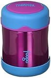 THERMOS FOOGO Vacuum Insulated Stainless Steel 10-Ounce Food Jar, Aubergine/Blue