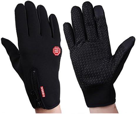 Lifemall GL Unisex Outdoor Cycling Gloves Touchscreen Warm Gloves (L, Black)