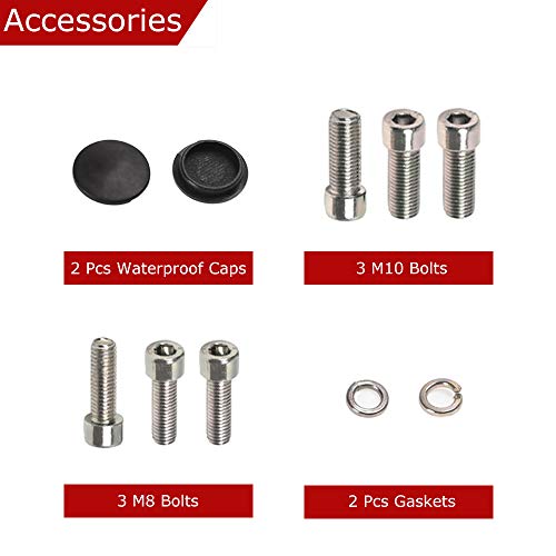 Evermotor Universal Motorcycle Mirrors with M8 M10 Clockwise and Counter Clockwise Threaded Bolts for ATV Scooter Cruiser Roller Kawasaki Yamaha Suzuki Honda