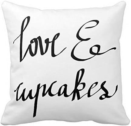 Love And Cupcakes Black Script Typography Throw 18*18 pillow Case