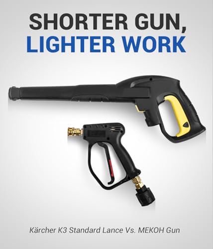 MEKOH Stubby Pressure Washer Gun for Karcher K2, K3, K4, K5, K7, High Power Washer Car Wash Gun with Quick Release, Short Trigger Pressure Washer Pistol with Nozzle, 1/4” Quick Connect Jet Wash Gun
