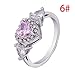 Haluoo Amethyst Rings, Three Hearts Oval Cut Fire Opal Statement Ring Fashion Gemstone Engagement Wedding Promise Ring Emerald Cut Eternity Bands for Women Girls Size 6-10 (6, Silver)thumb 2
