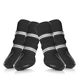 Petacc Dog Shoes Waterproof Dog Boots Anti-slip Snow Boots Warm Paw Protector for Dog in Winter Size M with Black