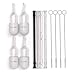 renuSTRAW Collapsible Silicone Straws with case, Monochrome Edition - Folding, Reusable, and Portable Straws for Travel - 4 Sets