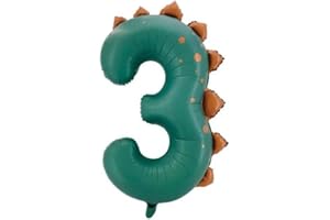 Mutpne Dinosaur Number 3 Foil Mylar Balloon, Green, 107 cm, for Kids 3rd Birthday Party Decorations, Baby Shower, Photo Booth