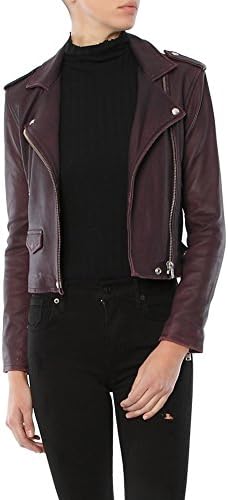 IRO Ashville Leather Jacket, Plum, 38