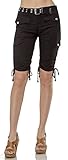 Helium London Womens Stretch Poplin Cargo Capri with Web Belt