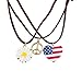 LUX ACCESSORIES Red White Blue American Flag Peace Sign Floral Flower Sunflower Hippie Choker Necklace Set