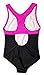 Speedo Big Girls' Solid Infinity Splice One Piece Swimsuit (14, Black Pink)