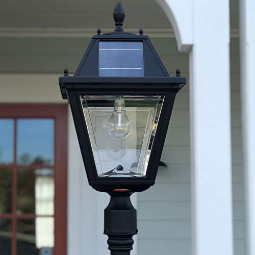 Gama Sonic GS-300F Regal Lamp Outdoor Solar Light Fixture, 3" Post Fitter Mount, Warm White LED, Black