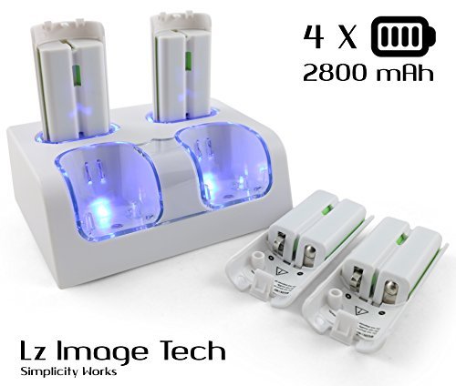 LZ™ Charging Dock + 4 x Battery for Nitendo Wii Remotes - White LZ™ Charging Dock + 4 x Battery for Nitendo Wii Remotes - White
