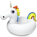 PFLOAT 45 Inches Unicorn Pool Float Inflatable Party Tube - Super Big Outdoor Pool Float WIth Rapid Valves for Kids and Adults [ Free Carrying Bag ] (White)