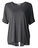 Kalvon-Fu Women's Round Neck Casual Loose Short Sleeve Tees Tops Blouse T-shirt