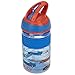 Nuby Thirsty Kids Flip-it Freestyle 12 oz Water Bottle with Bite Resistant Hard Straw, Blue Cars