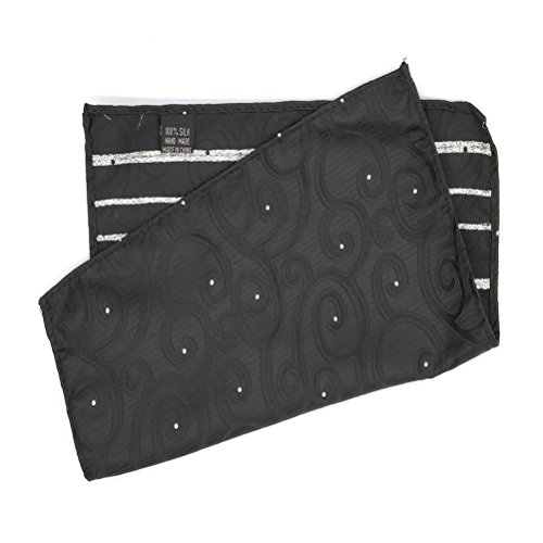 MOHSLEE Men's Black Dots Ascot Woven Silk Suit Cravat Neckties Pocket Square Set - Thumbnail 5