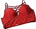 Dearlove Womens Plus Size Swimsuit Strappy Push Up Bikini Top High Waisted Swimsuit Bottom Two Piece Bathing Suit Solid Red XL 14 16