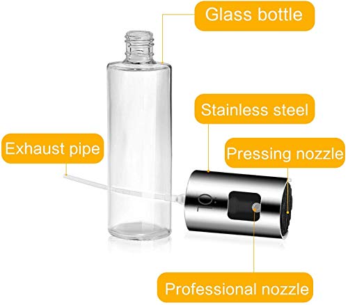 Besmon Olive Oil Sprayer Food-grade Glass Bottle dispenser for Cooking, BBQ, Salad, Kitchen Baking, Roasting, Frying (Clear)