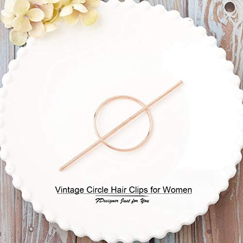 Leiothrix Vintage Alloy Golden Circle Hair Clip for Women and Girls on any Occasion (Rose Gold)