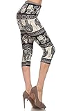 Leggings Depot Capri Printed Leggings Batch2 Plus Size 12-24 Oriental Elephant