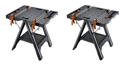 WORX Pegasus Multi-Function Work Table and Sawhorse with Quick Clamps and Holding Pegs – WX051 (2-(Pack))